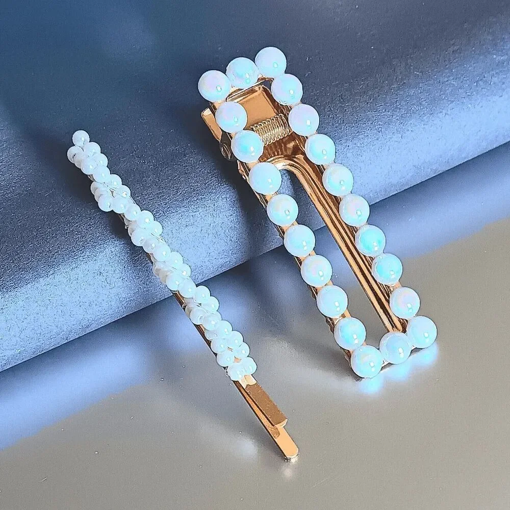 Ladies 2 Pearl Bobby Pin Clip Hair Accessories